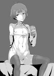  abs akizuki_ryou arm_support artificial_vagina censored choker elbow_gloves erection gloves greyscale idolmaster idolmaster_side-m jack_hamster male_focus monochrome muscle navel otoko_no_ko panties penis short_hair side-tie_panties sitting solo thighhighs underwear 