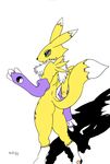  anthro clothed clothing digimon female fur gloves kadesfy renamon shadow simple_background solo white_background 