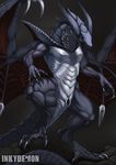  animal_genitalia anthro bahamut blue_scales cloaca dragon final_fantasy final_fantasy_viii green_eyes inkydemon male muscular muscular_male nude open_mouth pose reptile scales scalie simple_background solo video_games western_dragon wings 