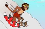  anthro canine clothing feet feline fox kooky lion male mammal nbowa paws raccoon shorts ski skiing underwear 