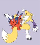  anal canine digimon duo elecmon fox handjob licking male male/male mammal oral penis red-9 renamon role_reversal size_difference small_dom_big_sub tongue tongue_out 