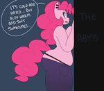  2016 anthro big_breasts breasts clothed clothing earth_pony english_text equine female friendship_is_magic half-dressed horse hugtastic_pinkie_pie mammal my_little_pony pinkie_pie_(mlp) pony slightly_chubby solo somescrub text topless 
