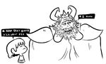  2015 anthro asgore_dreemurr boss_monster caprine dialogue duo frown goat male mammal monochrome monster phillip-bankss profanity protagonist_(undertale) sweat undertale video_games 