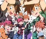  armband backwards_hat baseball_cap brown_eyes brown_hair charmander chokota expressions gen_1_pokemon hat holding jacket looking_at_another male_focus multiple_boys ookido_green open_clothes open_jacket pokemon pokemon:_the_origin pokemon_(creature) red_(pokemon) red_(pokemon_frlg) squirtle sweatdrop translation_request 