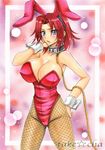  animal_ears blue_eyes blush breasts bunny_ears bunnysuit code_geass fishnet_pantyhose fishnets kallen_stadtfeld large_breasts leotard looking_at_viewer open_mouth pantyhose pink_leotard red_hair short_hair solo takecha wrist_cuffs 