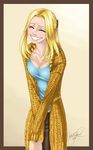  artist_name blonde_hair breasts cleavage closed_eyes coat kaya_(one_piece) long_hair one_piece persephoni solo 