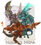  capcom dragon dragon&#039;s_dogma dragons_dogma electricity feral fire green_eyes group horn lightning purple_eyes red_eyes reptile scalie simple_background spikes video_games western_dragon wings 