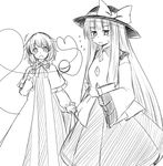  ... 2girls :d blouse blush book capelet cosplay costume_switch d: dress ganmaganmo greyscale hat heart heart_of_string jitome komeiji_koishi long_hair monochrome multiple_girls open_mouth patchouli_knowledge short_hair sketch skirt smile third_eye touhou v-shaped_eyebrows very_long_hair wide-eyed wide_sleeves 