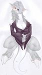  anthro bey-dragon bottomless breasts caleb_magness claws cleavage clothed clothing dragon female half-dressed mara red_eyes scalie solo toe_claws 