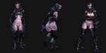  alien armor breasts butt clothed clothing female freckles half-dressed helmet humanoid looking_at_viewer looking_back mask mass_effect not_furry panties purple_skin pussy quarian rear_view side_boob solo suit tali&#039;zorah tashio topless underwear undressing video_games 