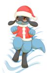  christmas cute hat holidays nintendo pok&eacute;mon riolu santa_hat santa_suit schnecken video_games 