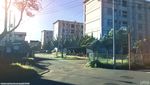  building chain-link_fence city day fence grass ground_vehicle highres manhole no_humans original photorealistic raichi_(litchixlitchi) road road_sign scenery sign sky street sunlight telegraph_lines traffic_mirror tree watermark web_address 