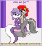  anklet clothing curtains duo female fifi_la_fume flower flower_in_hair fur hair jewelry legwear looking_up mammal nude plant poof_(furniture) pumps purple_fur purple_hair red_hair sitting skunk smile socks standing text tiny_toon_adventures url veronicaskunkette warner_brothers 