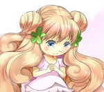  blonde_hair blue_eyes blush crying curly_hair double_bun emi flower hair_flower hair_ornament long_hair mansherry one_piece solo 