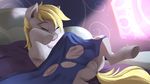  2016 anus bed blanket blitzdrachin blonde_hair derpy_hooves_(mlp) equine eyes_closed female feral friendship_is_magic hair horse mammal my_little_pony pony pussy solo 