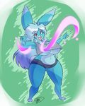  anthro barefoot big_breasts blue_fur breasts buckteeth cleavage clothed clothing dorian-bc female fur hair huge_breasts lagomorph mammal multicolored_fur open_mouth pixels_bunni purple_eyes rabbit shirt slightly_chubby solo teeth two_tone_fur white_fur white_hair 