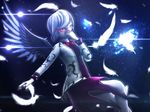  3d feathers glowing glowing_eyes highres kishin_sagume mikumikudance pale_skin single_wing solo touhou wings yasiro_(oyasiro35) 