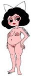  2016 black_eyes black_hair blush breasts camel_toe date eetoro_(artist) erect_nipples eyeshadow fan_character female hair hair_bow hands_on_hips hi_res lookbacktofour_(artist) makeup nipples nude open_mouth pink_skin pussy signature simple_background slightly_chubby tagme 