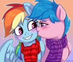  2016 blue_hair blush equine female female/female firefly_(mlp) friendship_is_magic hair kissing mammal my_little_pony pegasus rainbow_dash_(mlp) scarf sorcerushorserus wings 