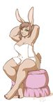  anthro breasts erica_andreev female half-closed_eyes invalid_tag kittydee lagomorph mammal rabbit simple_background sitting smile solo towel white_background 