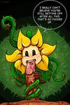  blood dialogue english_text faceless_male fellatio first_person_view flora_fauna flowey_the_flower human male male_pov mammal open_mouth oral plant sex text thorns tongue tongue_out undertale unknown_artist video_games vinejob vines 