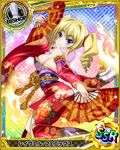  artist_request bishop_(chess) blonde_hair blue_eyes breasts card_(medium) character_name chess_piece detached_sleeves drill_hair fan folding_fan high_school_dxd japanese_clothes kimono medium_breasts official_art ravel_phenex solo trading_card twin_drills twintails 
