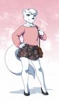  anthro canine clothing crossdressing dress fox fur girly hair half-closed_eyes invalid_tag kittydee male mammal purse simple_background smile solo standing white_fur white_hair 