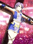  artist_request bdsm blue_hair bondage bound crucifixion idolmaster idolmaster_(classic) kisaragi_chihaya skirt solo yellow_eyes 