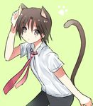  animal_ears brown_eyes brown_hair cat_ears cat_tail little_busters! male_focus naoe_riki nashihako necktie school_uniform solo tail 