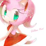  amy_rose anthro black_nose clothing dress english_text female gloves green_eyes hair headband hedgehog looking_back mammal pink_hair short_hair solo sonic_(series) text video_games アミティエ 