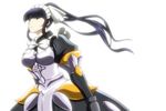  amazon_(taitaitaira) armor armored_dress black_eyes black_hair cross high_ponytail long_hair looking_at_viewer maid maid_headdress narberal_gamma overlord_(maruyama) solo upper_body white_background 