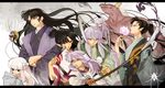  4boys baby black_hair bug byakuya_(inuyasha) carrying creature crossed_arms fan flower folding_fan from_side goshinki hakudoushi high_ponytail infant_(inuyasha) inuyasha japanese_clothes juuroumaru kageroumaru kagura_(inuyasha) kanna_(inuyasha) lavender_hair letterboxed long_hair monster multiple_boys multiple_girls mumu2126 naraku_(inuyasha) polearm ponytail spider weapon 