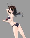  alternate_hairstyle ass bikini blue_eyes hair_down hair_ornament kantai_collection karo_karo long_hair shigure_(kantai_collection) smile solo swimsuit 