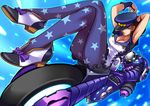  arms_behind_head blue_eyes born_this_way_(stand) breasts brown_hair cleavage fingerless_gloves foreshortening gloves hat high_heels highres jojo_no_kimyou_na_bouken jojolion maid medium_breasts nijimura_kyou pantyhose ryuusei_(mark_ii) stand_(jojo) star star_print 