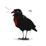  2016 ambiguous_gender avian bird black_feathers bombird corvid crow dialogue feathers feral necktie solo 