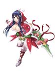  bell blue_eyes brave_girl_ravens breasts christmas christmas_ornaments cleavage full_body kotone_asagiri large_breasts long_hair siva_(executor) smile solo sword weapon 