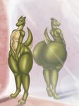  anthro asymmetry big_butt butt crocodile girly green_scales huge_butt hyper hyper_butt male mirror raised_tail reflection reptile scales scalie simple_background solo stone_(sinkingstone) xtrent968 