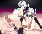  age_comparison anal anal_fingering anus ass blue_eyes blush boots breasts censored chest_jewel fingering gem heterochromia hews_hack horn kagerou:_darkside_princess laegrinna looking_at_viewer looking_back medium_breasts nipples nude open_mouth pussy short_hair silver_hair small_breasts solo_focus spread_legs thigh_boots thighhighs yellow_eyes 