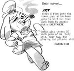  animal_crossing anthro canine cigar dog isabelle mammal nintendo simple_background text video_games 