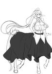  big_breasts black_and_white breasts centaur centorea_shianus_(monster_musume) clothed clothing equine equine_taur hooves huge_breasts looking_at_viewer mammal monochrome monster monster_girl monster_musume_no_iru_nichijou otzer5957706 pointy_ears pose solo taur 