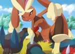  2015 3_fingers anthro big_ears black_fur black_sclera blue_fur breasts brown_fur canine clitoris cowgirl_position domination duo female female_domination female_on_top fur grass lagomorph lopunny lucario lying male male/female mammal masterploxy mega_evolution mega_lopunny mega_lucario navel nintendo nipples on_top open_mouth penetration penis pink_eyes pok&eacute;mon pussy pussy_juice rabbit rape_face red_fur sex smile spikes tongue tree vaginal vaginal_penetration vein veiny_penis video_games yellow_fur 