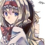  alice_margatroid ascot back-to-back blonde_hair blue_eyes capelet couple hairband hat kirisame_marisa long_hair lowres mitsunara multiple_girls short_hair touhou witch_hat yuri 