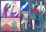  arm_around_neck bishoujo_senshi_sailor_moon blonde_hair gloves green_hair hand_in_pocket hands_clasped jacket_over_shoulder kaiou_michiru kanbe_c mugen_gakuen_school_uniform multiple_girls necktie own_hands_together pants plaid plaid_pants plaid_skirt reverse_trap school_uniform serafuku short_hair skirt sparkle ten'ou_haruka translation_request very_short_hair white_gloves 