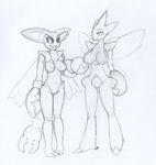  2015 anthro anthrofied big_breasts breasts claws crescere duo fan_character featureless_breasts featureless_crotch female gliscor half-closed_eyes latiar monochrome navel nintendo pok&eacute;mon pok&eacute;morph scizor sharp_teeth simple_background sketch smile teeth toe_claws traditional_media_(artwork) video_games white_background wings 