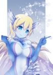  bad_id bad_pixiv_id blonde_hair blue_eyes blue_gloves blue_skin breasts elbow_gloves gloves ice large_breasts long_hair momi_(momishidaku) monster_girl monster_musume_no_iru_nichijou monster_musume_no_iru_nichijou_online pointing rosty_(monster_musume) smile snowflakes solo upper_body very_long_hair 