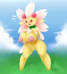  anthro anthrofied big_breasts blush breasts cherrim elfdrago female navel nintendo nude open_mouth outside pok&eacute;mon pok&eacute;morph pussy solo standing sweat video_games 