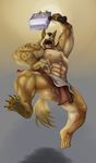  abs anthro anus balls butt canine clothing colored etness flaccid loincloth male mammal muscular pecs penis simple_background solo 
