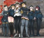  adapted_costume ass_visible_through_thighs belt bismarck_(kantai_collection) black_legwear black_panties blonde_hair blue_eyes blush bodysuit boots breasts brown_eyes brown_gloves crotch_seam double-breasted dress garrison_cap german germany gloves graf_zeppelin_(kantai_collection) grey_hair grey_legwear hand_on_another's_shoulder hand_on_hip hat high_heels holding_hands interlocked_fingers kantai_collection kriegsmarine large_breasts loafers long_hair looking_at_viewer medal medium_breasts military military_hat military_jacket military_uniform miniskirt multiple_girls nazi necktie panties panties_over_pantyhose panties_under_pantyhose pantyhose pantyshot pantyshot_(standing) panzer parted_lips pleated_skirt prinz_eugen_(kantai_collection) purple_hair sailor_dress shoes short_hair silver_hair skirt smile standing swastika thighhighs translated twintails u-511_(kantai_collection) underwear uniform white_gloves white_panties z1_leberecht_maass_(kantai_collection) z3_max_schultz_(kantai_collection) 