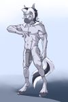  2016 abs animal_genitalia anthro athletic balls biceps equine equine_penis fantdragon fur hair hooves male mammal multicolored_hair muscular nude pecs penis simple_background smile solo standing stripes two_tone_hair zebra 