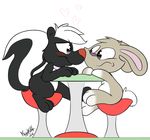  &lt;3 blush cartoon kippykat lagomorph male mammal rabbit skunk skunk_fu 